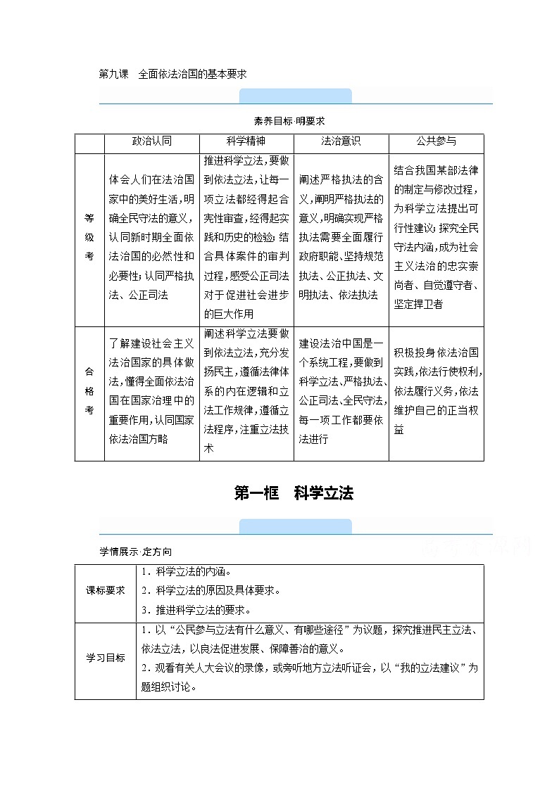 学案：9.1科学立法+Word版含解析01