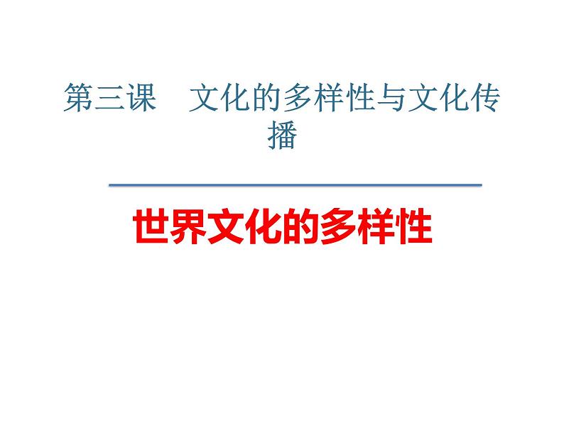 高中政治人教版必修三文化生活3.1世界文化多样性课件01