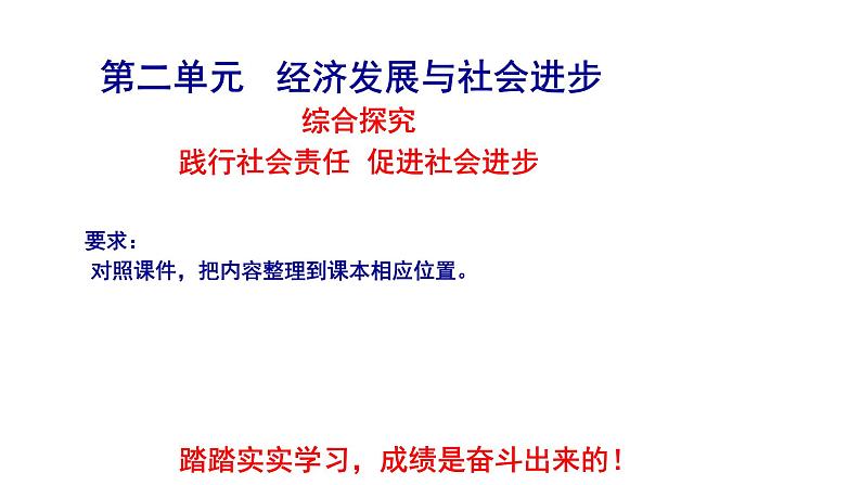 高中政治统编版必修二综合探究  践行社会责任 促进社会进步 课件01