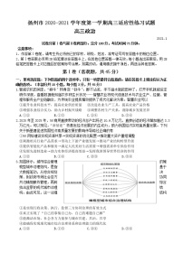 江苏省扬州市2021届高三上学期1月适应性练习 政治 (含答案)