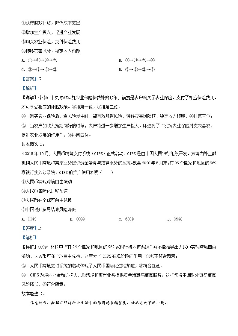 精品解析：2020年全国统一高考政治试卷（新课标Ⅰ）（解析版）第2页