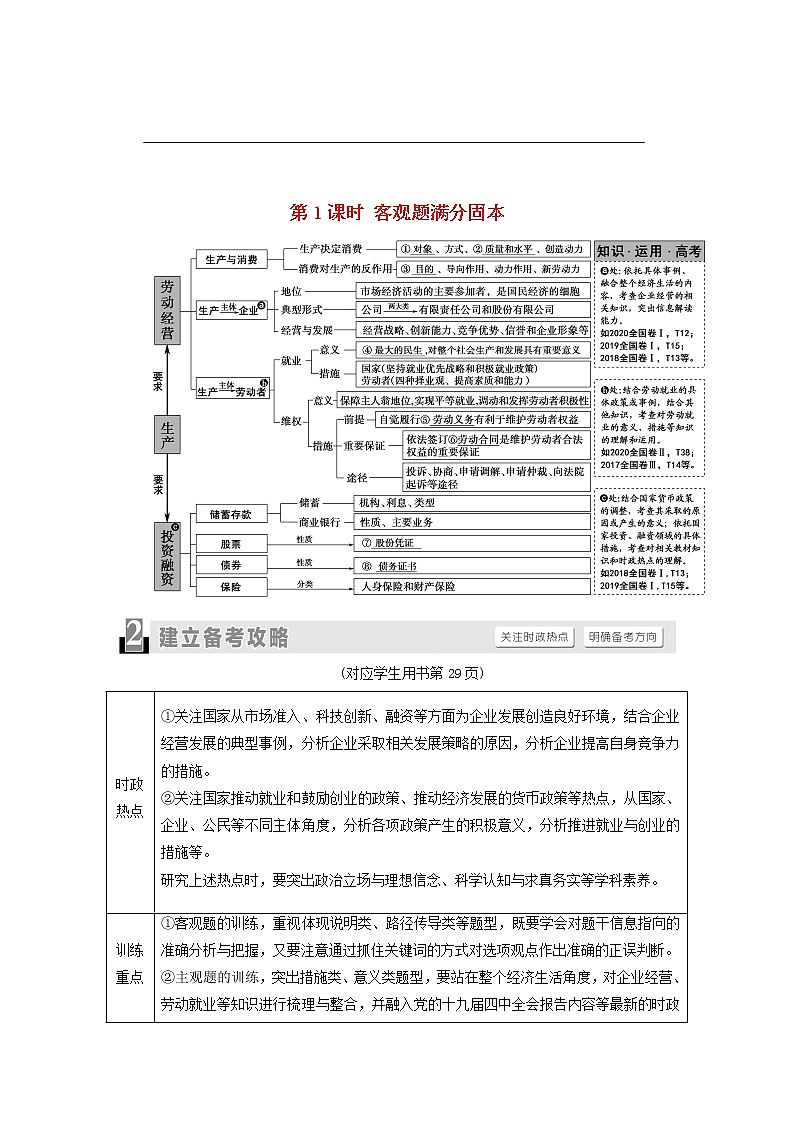 2021高考政治二轮复习突破3收入分配与社会公平第1课时客观题满分固本学案01