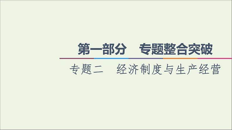 课件 2021高考政治二轮复习第1部分专题整合突破2经济制度与生产经营第1课时客观题满分固本课件第1页