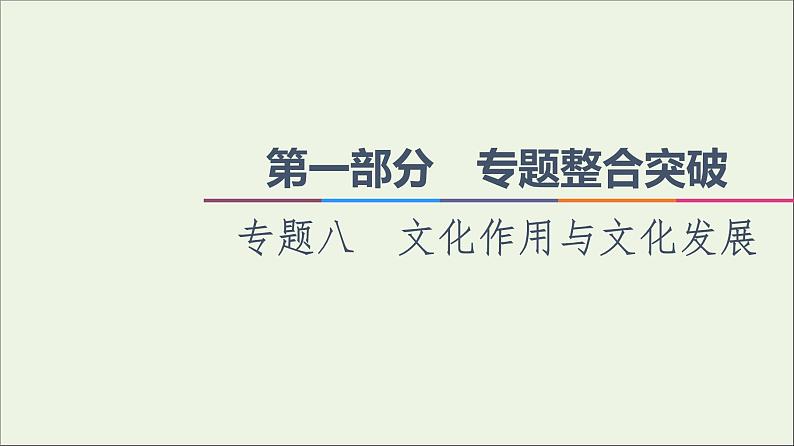 课件 2021高考政治二轮复习第1部分专题整合突破8文化作用与文化发展第1课时客观题满分固本课件第1页