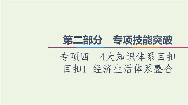 课件 2021高考政治二轮复习第2部分专项技能突破44大知识体系回扣回扣1经济生活体系整合课件第1页