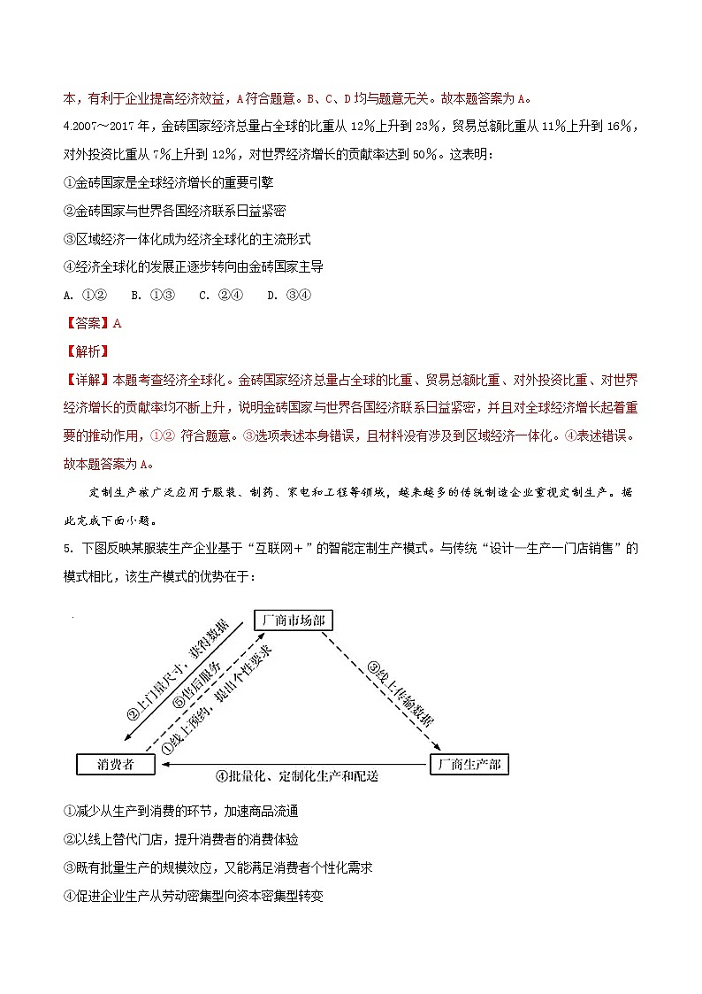 精编：2018年全国普通高等学校招生统一考试政治（海南卷）真题及答案解析（原卷+解析卷）03