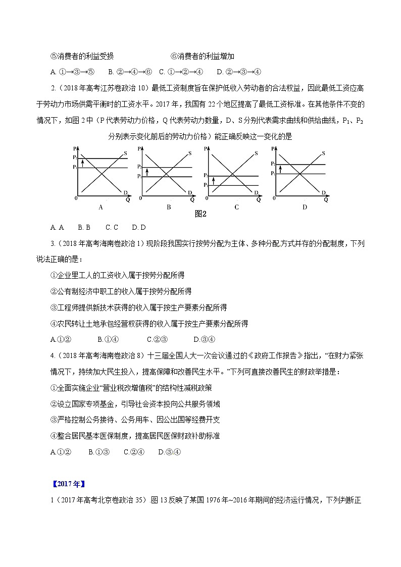 高考政治（2011~2020）真题专项练习   专题03 收入与分配（原卷版）03