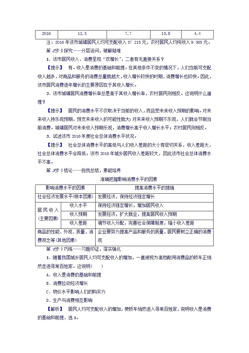 高一政治人教版必修1教师用书：第1单元+第3课+第1框　消费及其类型+Word版含答案03