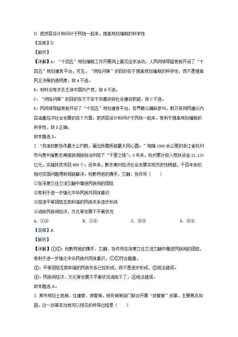 2021年八省联考江苏省政治试卷及答案解析（原卷+解析卷）02