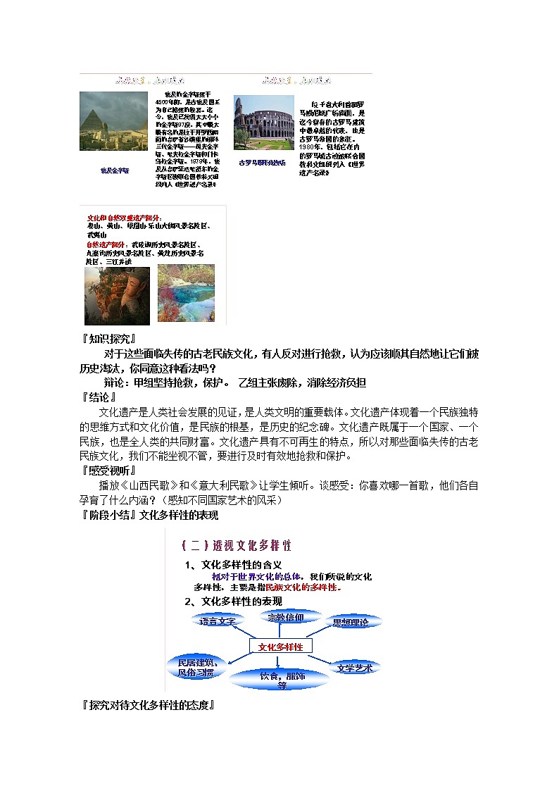 高中政治 第2单元 第3课 第1框 世界文化的多样性教材分析与导入设计1 新人教版必修3第3页