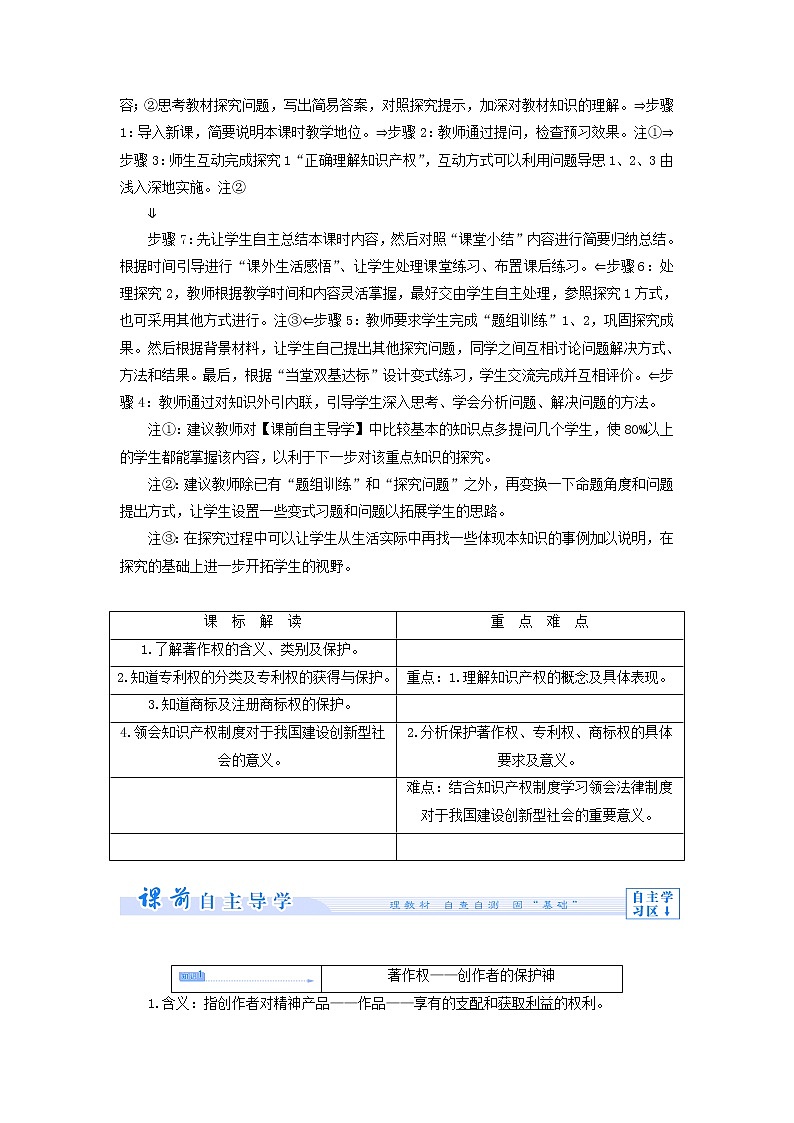 高中政治 2.4 切实保护知识产权教学设计 新人教版选修502