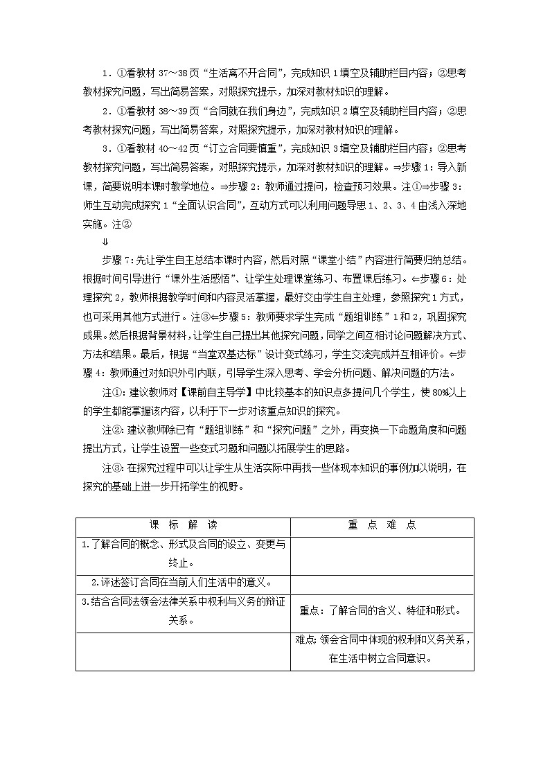 高中政治 3.1 走近合同教学设计 新人教版选修502