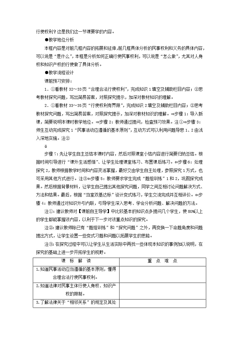 高中政治 2.5 民事权利的行使与界限教学设计 新人教版选修502
