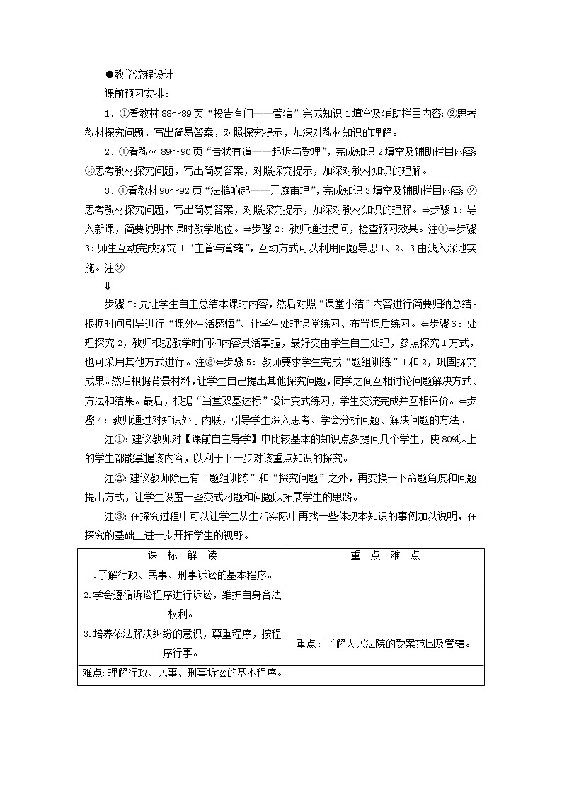 高中政治 6.3 诉讼的基本程序教学设计 新人教版选修5第2页