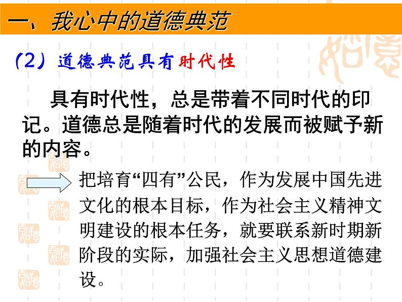 高二政治课件：10.1加强思想道德建设（新人教版必修3）05