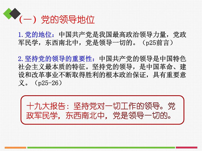 高中 政治思品 人教统编版  必修3 政治与法治 第一单元第三课 坚持和加强党的全面领导  坚持党的领导 课件06