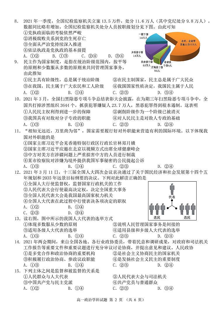 浙江省金华市方格外国语学校2020-2021学年高一下学期5月段考政治试题+答案 (PDF版)02