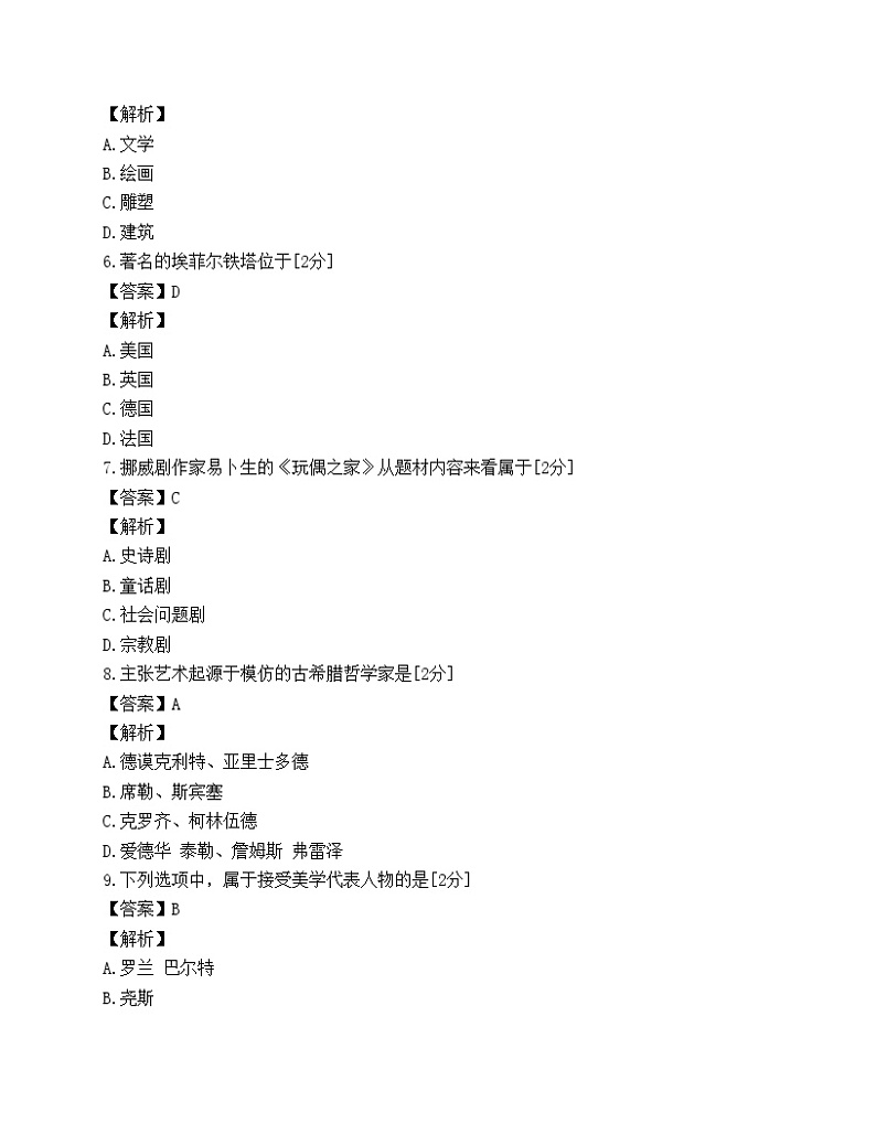 成人高考《艺术概论》试题第2页