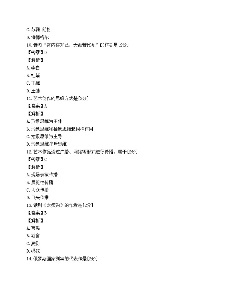 成人高考《艺术概论》试题第3页