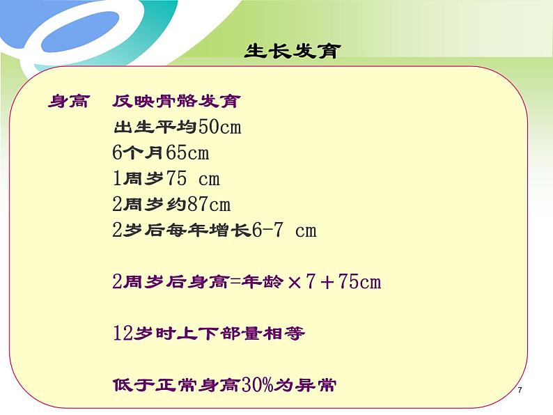 《儿科护理》 本册综合 儿科临床常用必背数据与定义 课件07