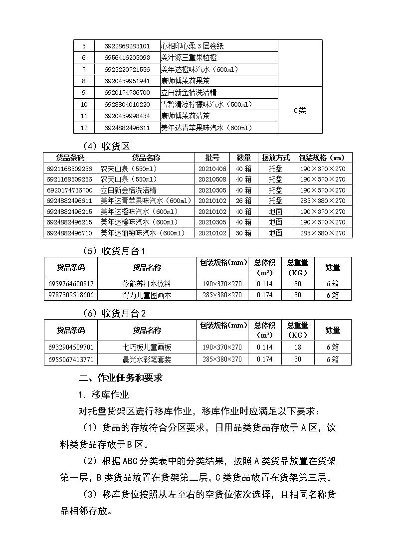 2022年全国职业院校技能大赛中职组 现代物流综合作业赛项模拟赛题（word版）03