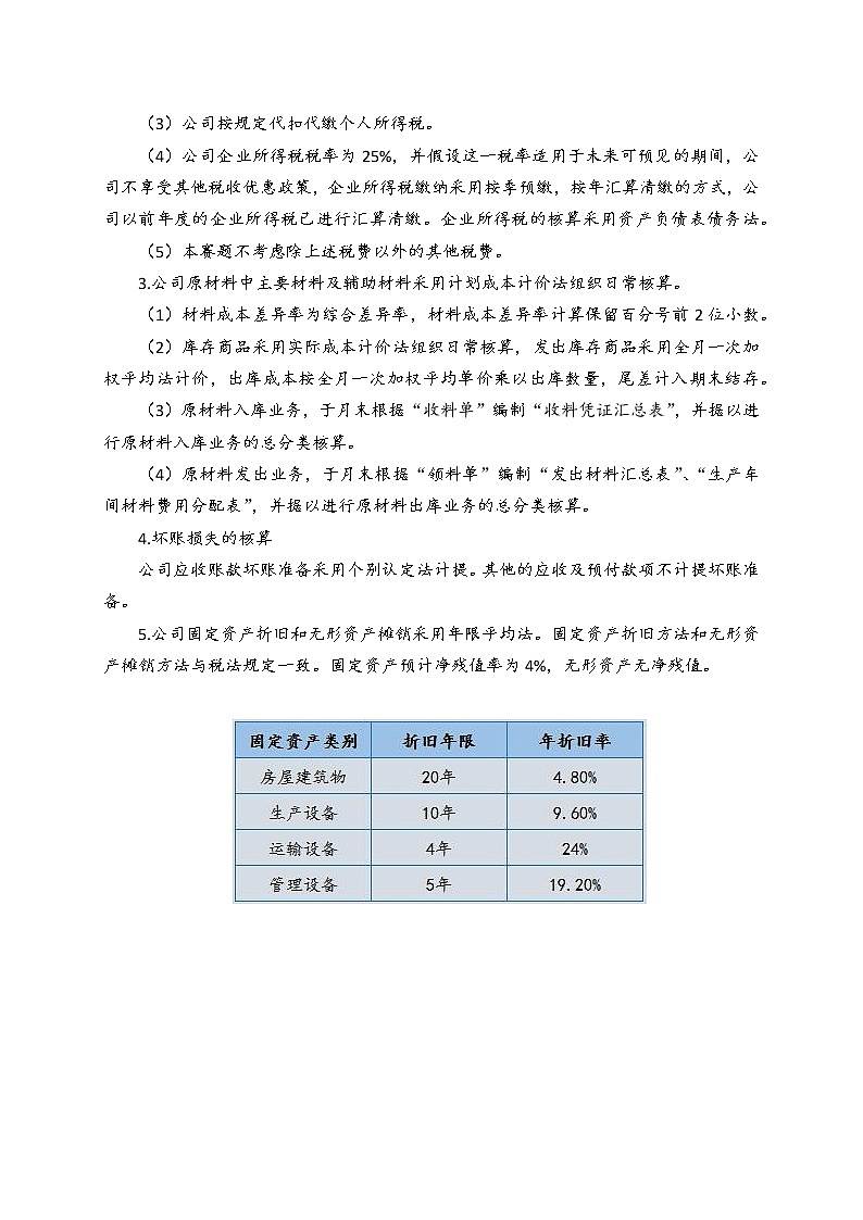 2022年全国职业院校技能大赛高职组 会计技能赛项模拟赛题（Word版）03
