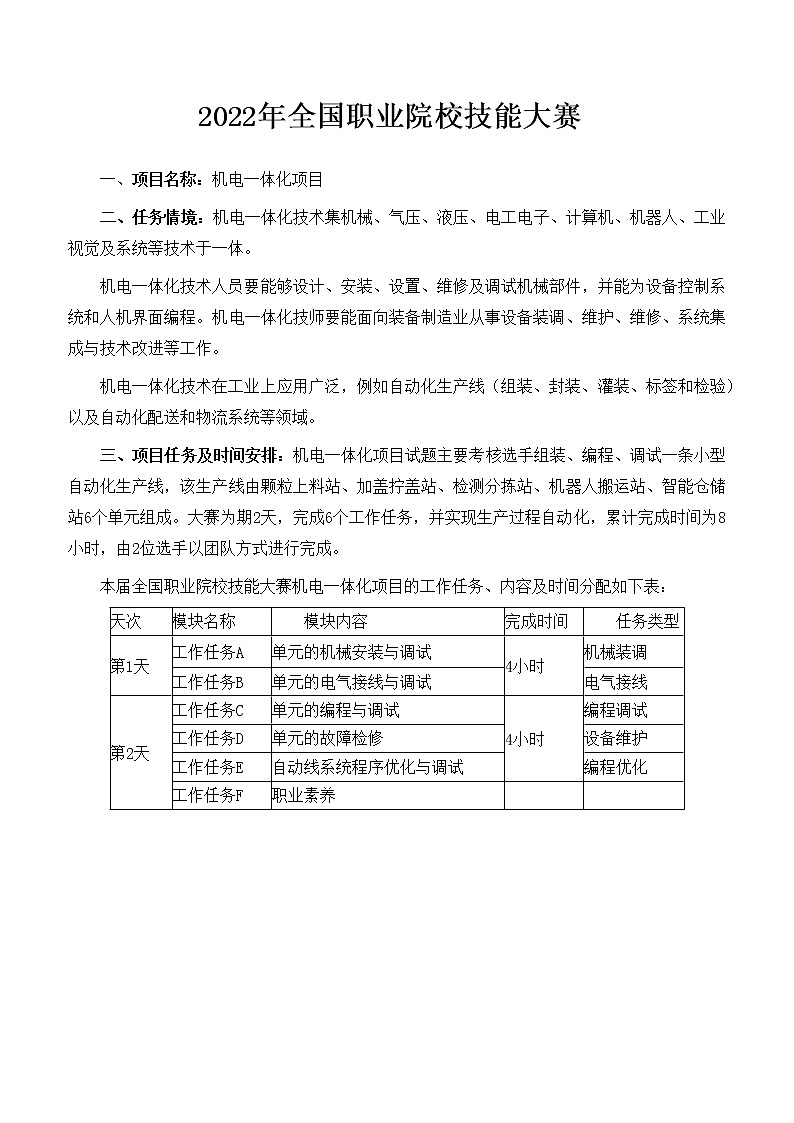 2022年全国职业院校技能大赛高职组 机电一体化项目赛项模拟赛题（PDF版+Word版）03