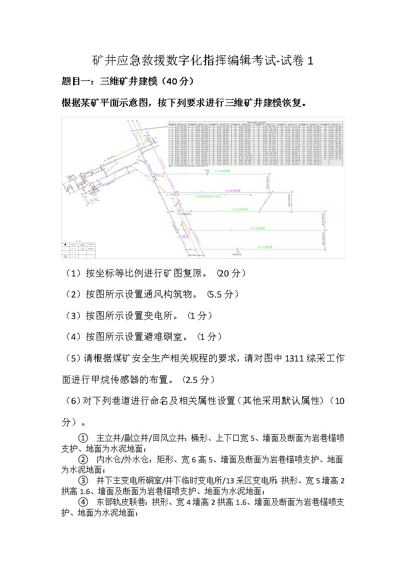 2022年全国职业院校技能大赛高职组 矿井灾害应急救援技术赛项模拟赛题（Word版）01