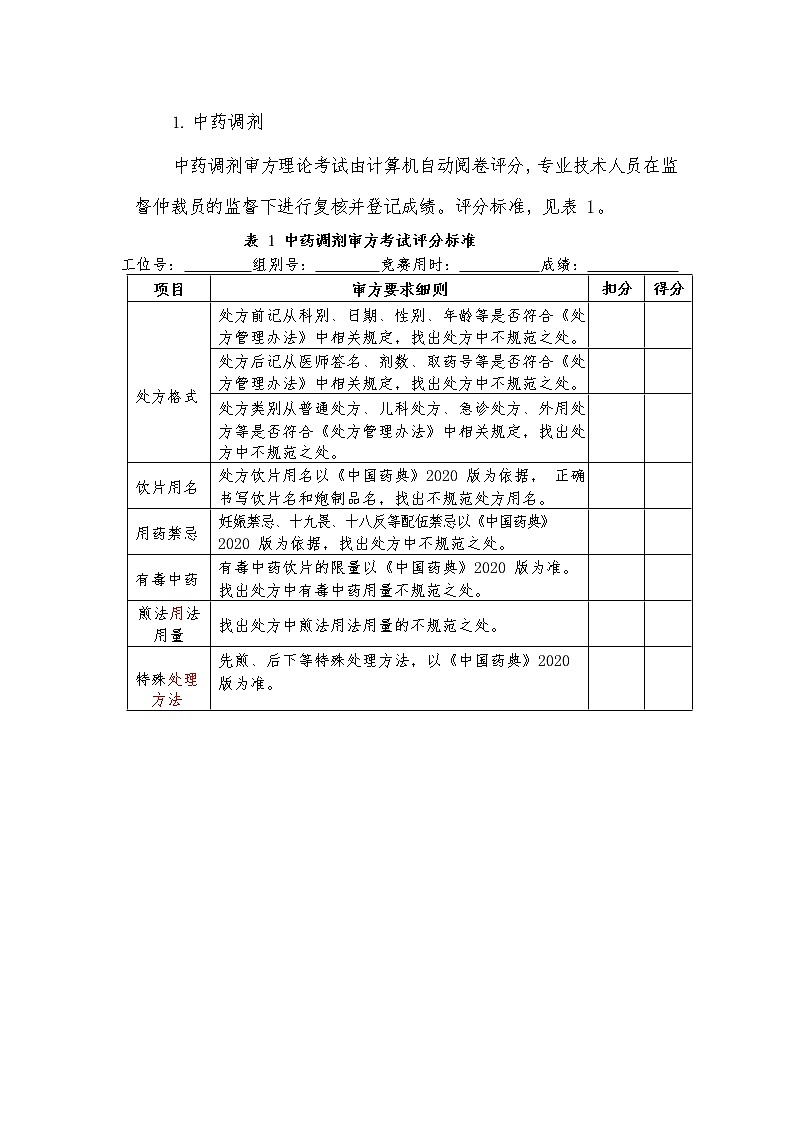 2022年全国职业院校技能大赛高职组 中药传统技能赛项模拟赛题（Word版）01