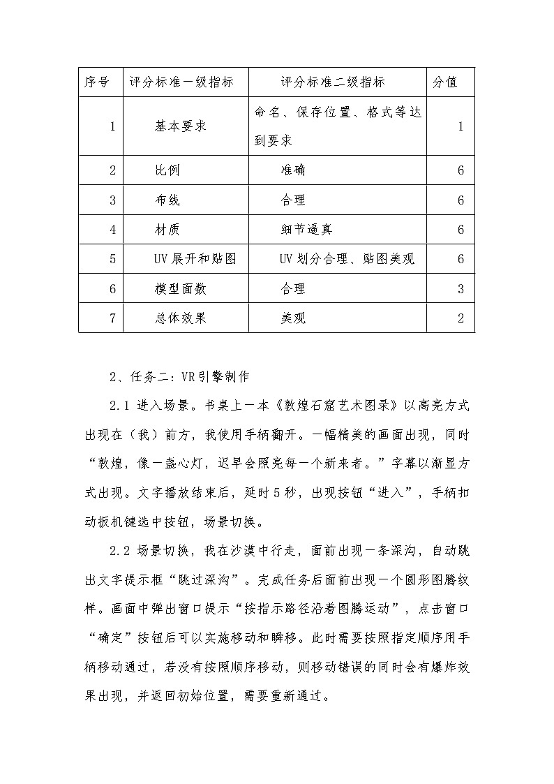 2022年全国职业院校技能大赛高职组 虚拟现实（VR）设计与制作赛项模拟赛题（Word版）03