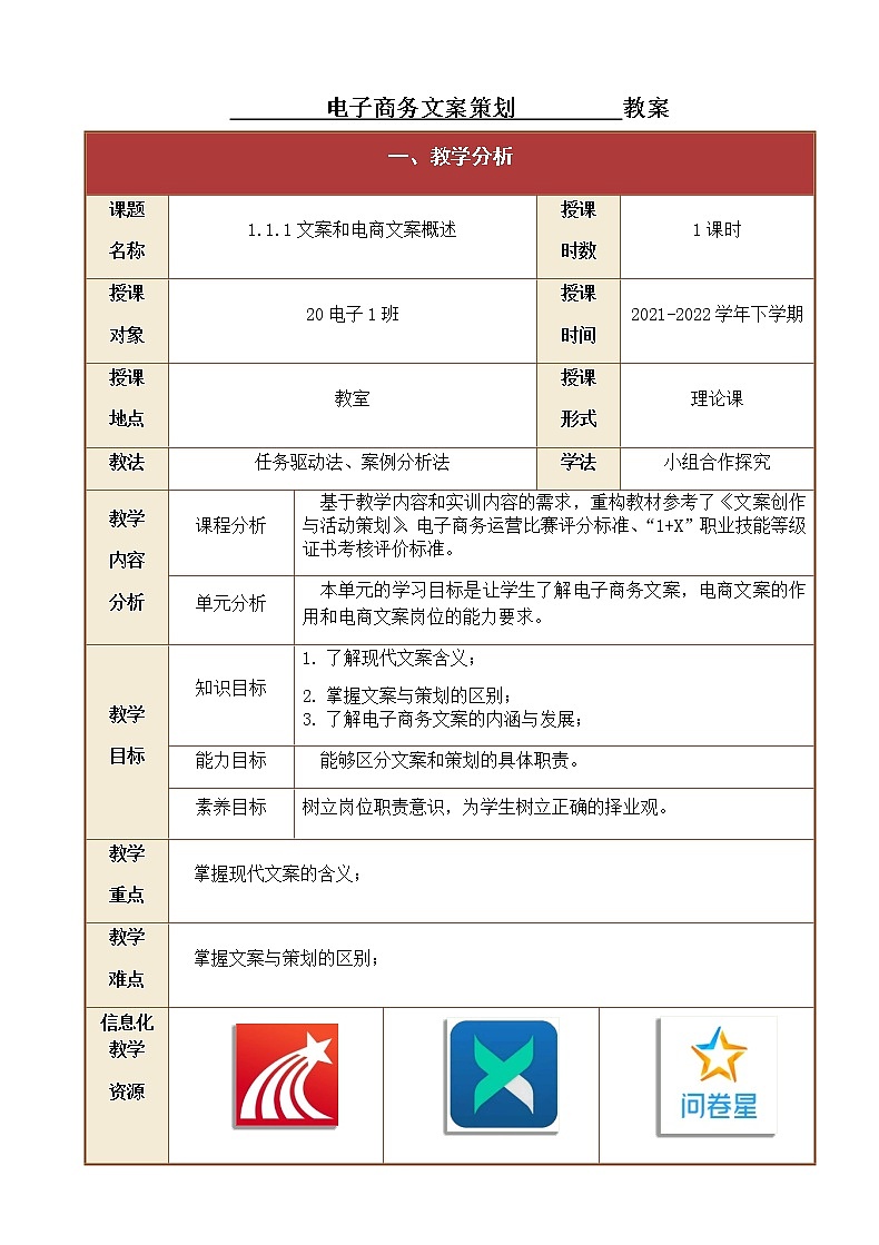 1.1.1文案和电商文案概述 课件+教案01