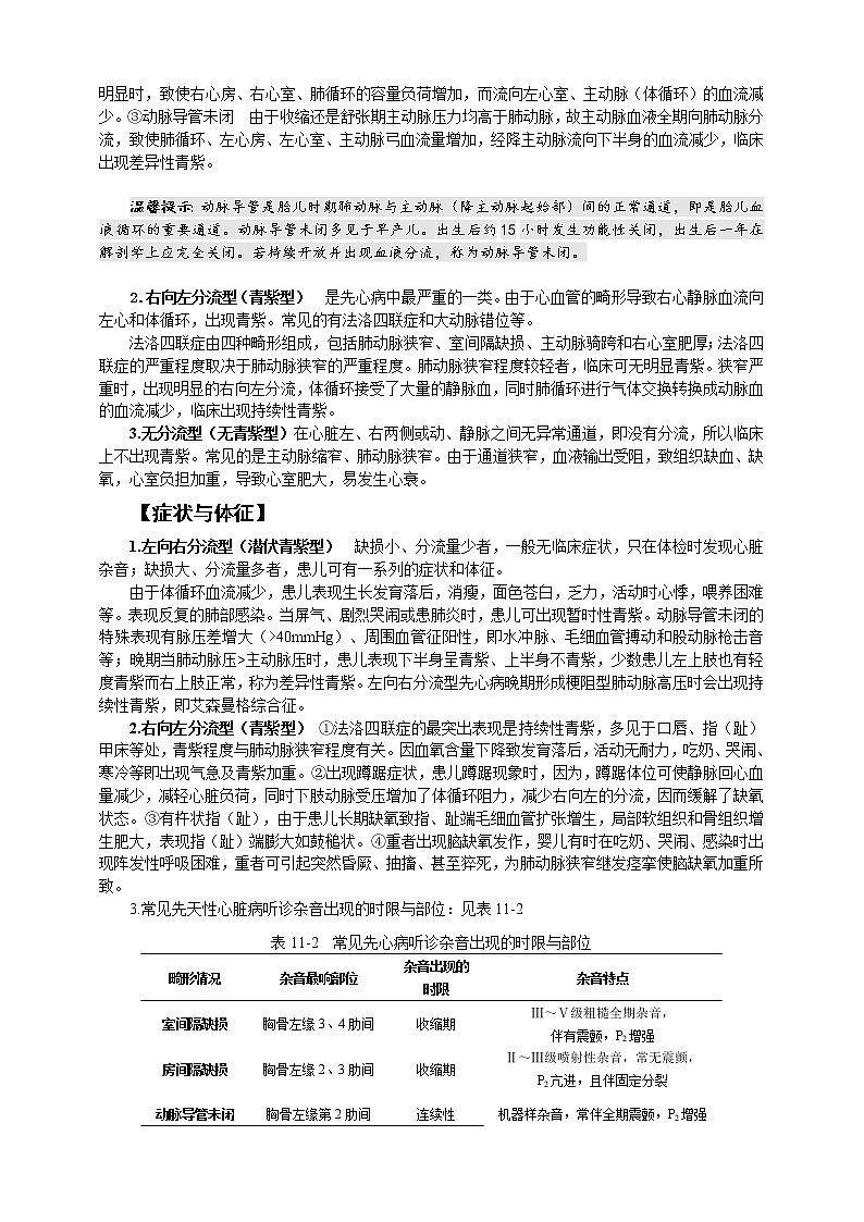 第11章-第2节 先天性心脏病患儿的护理  课件+学案02