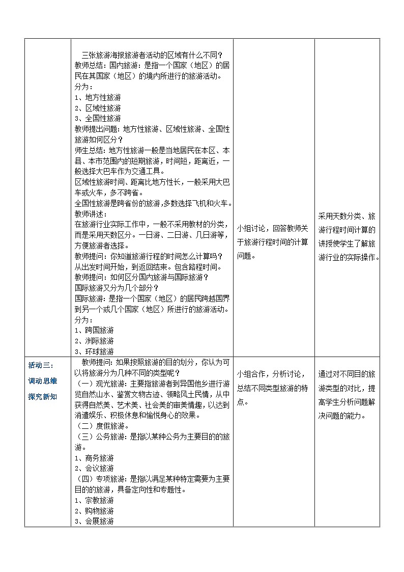 项目一 任务五 旅游的类型（教案）-《旅游概论》 （高教社第二版）同步精品课堂03