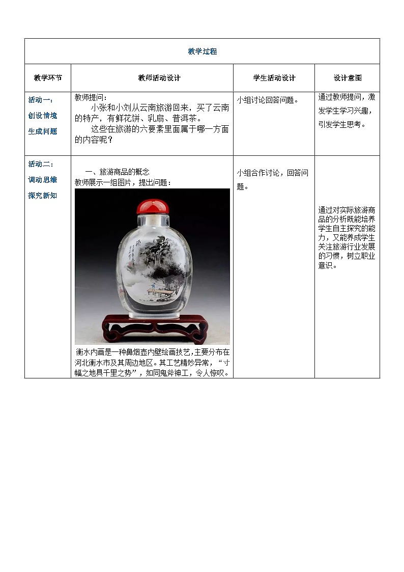 项目四 任务五  旅游购物（教案）-《旅游概论》 （高教社第二版）同步精品课堂02