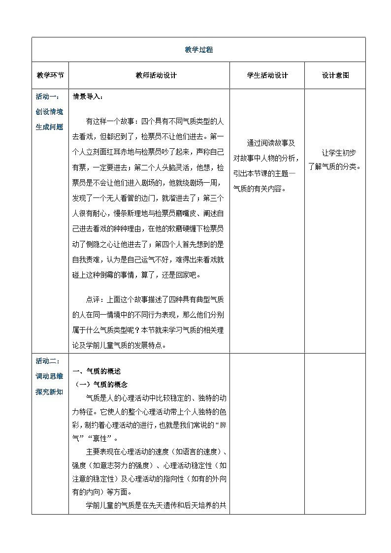 第五章第二节幼儿的气质1（教案）-《幼儿心理学》（人教版第二版）第2页
