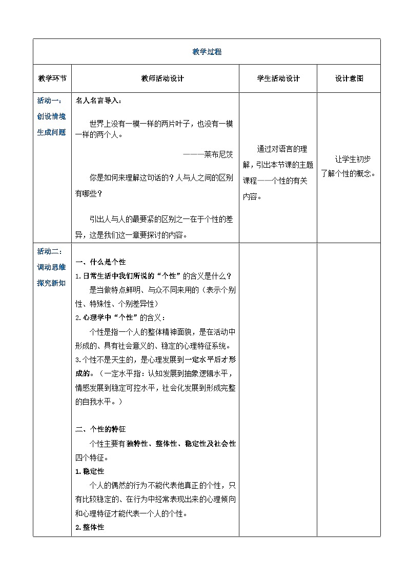第五章第一节个性的概述（教案）-《幼儿心理学》（人教版第二版）第2页