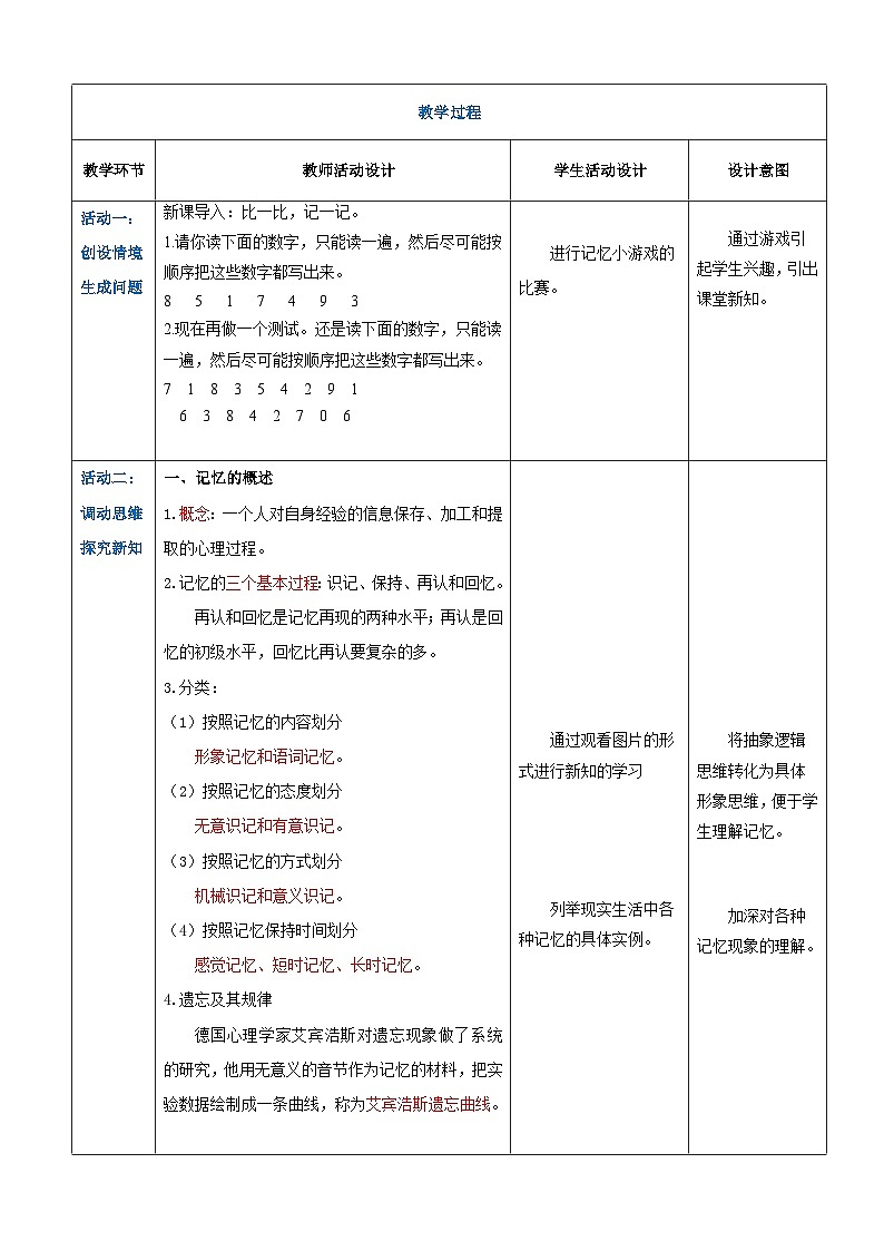 第二章+第三节+幼儿记忆的发展（教案）-《幼儿心理学》（人教版第二版）第2页