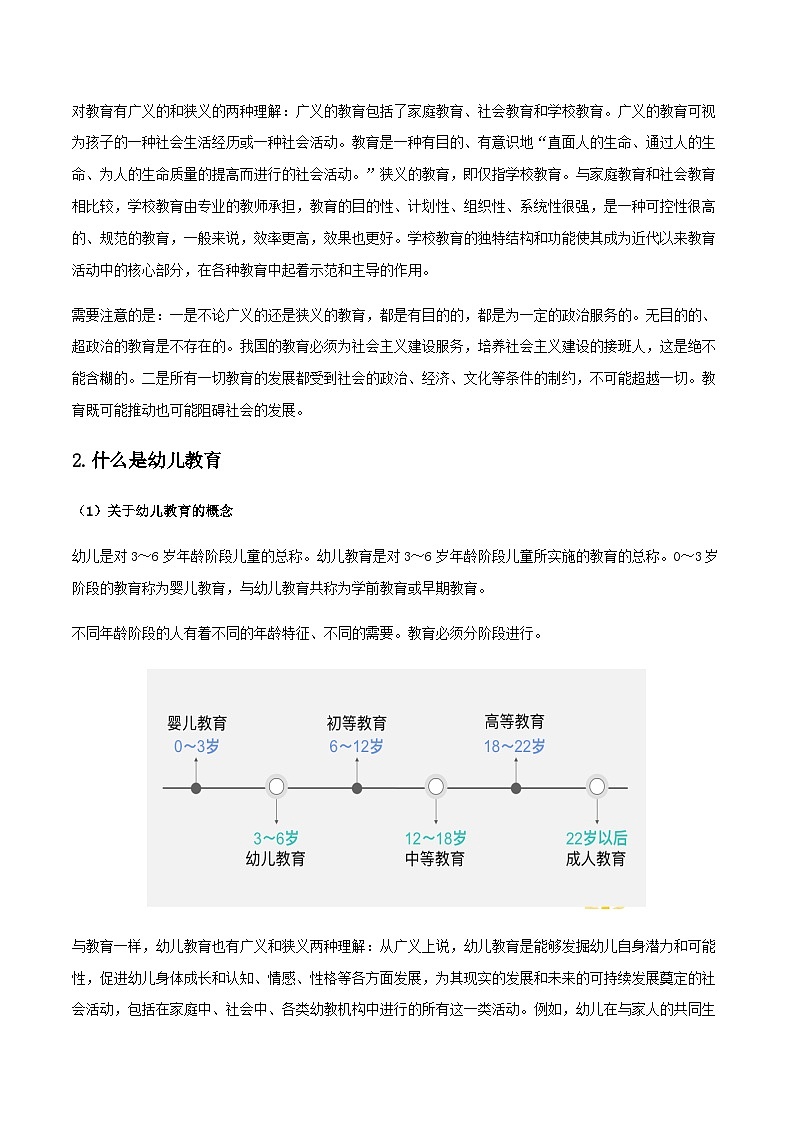 专题二 幼儿教育的基本概念和意义（讲义）-《幼儿教育学基础》（北师大版第2版）高考备考（河北省）第2页