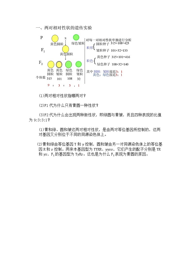 人教版生物（中职）5.2 遗传的基本规律 教案03