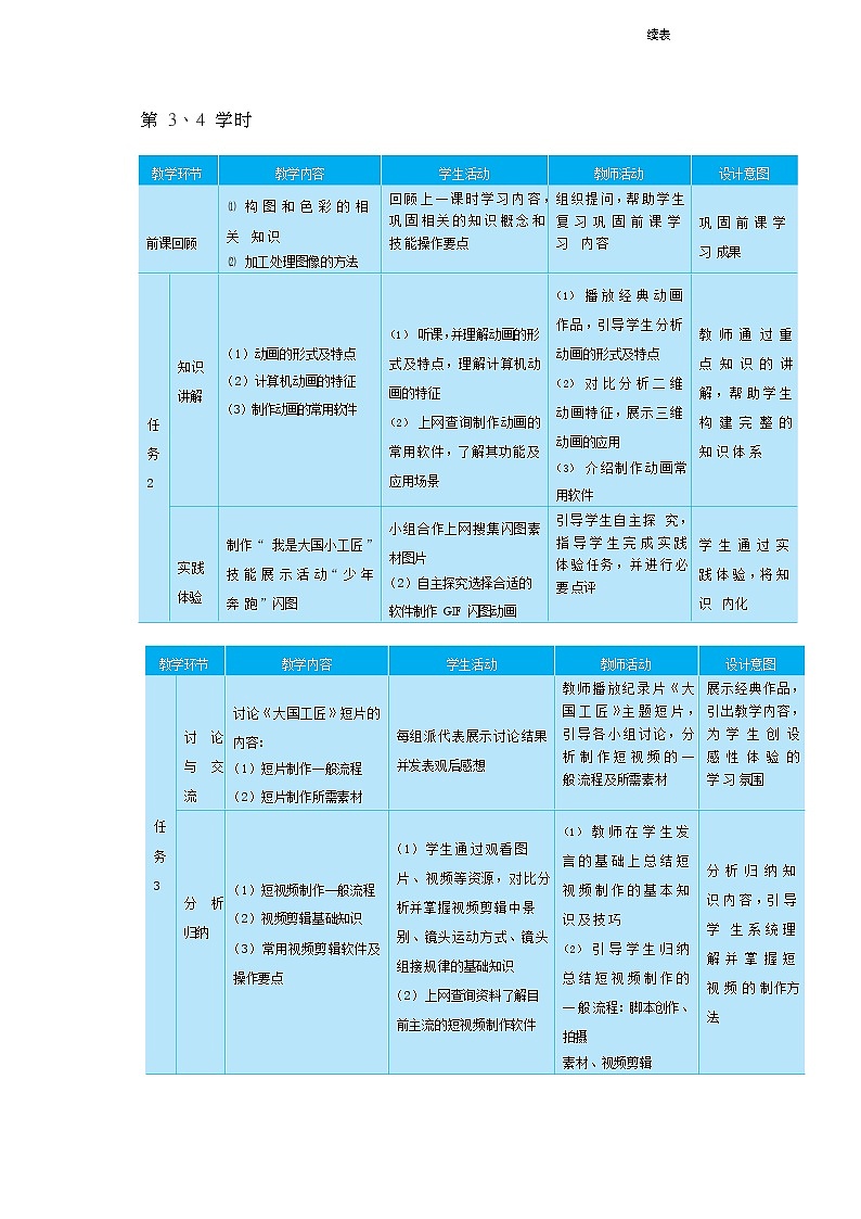 32高教版信息技术《6.2制作简单数字媒体作品   任务2 制作动画作品》教案第1页