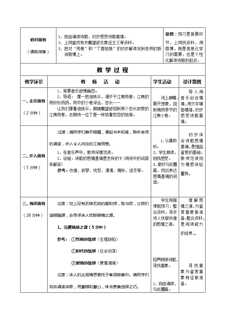 (人教版)中职语文基础模块下册第17课《雨巷》word教案第2页