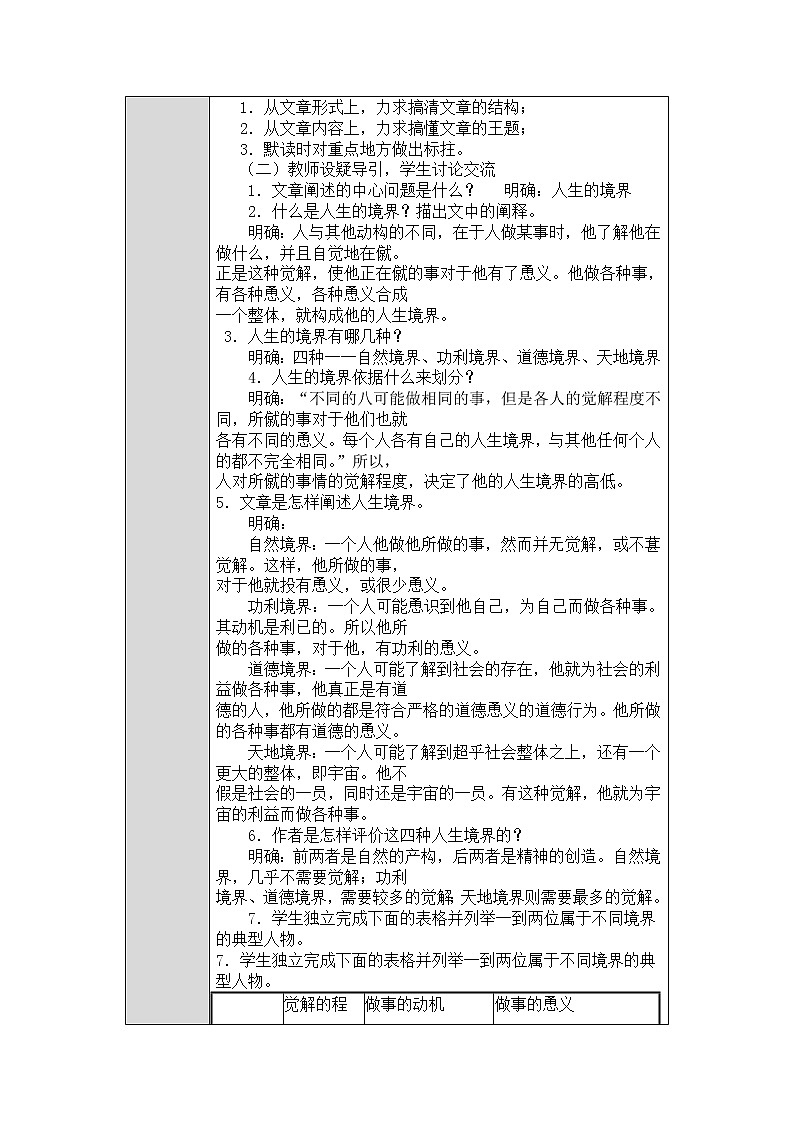 (人教版)中职语文拓展模块第4课《人生的境界》word教案02