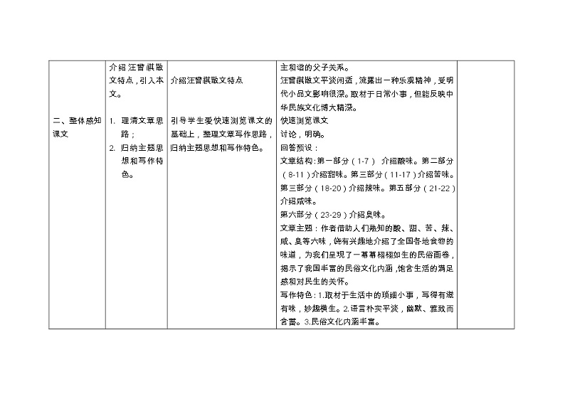 (语文版)中职语文（职业模块 服务类）《五味》word教案03