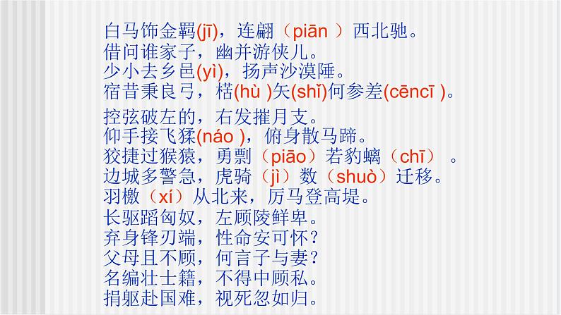 中职语文高教版 第二单元 《白马篇》课件+教案08