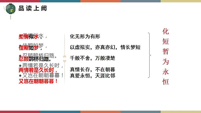 高教版中职高一语文基础模块下册 第6单元 古诗词《鹊桥仙》课件08