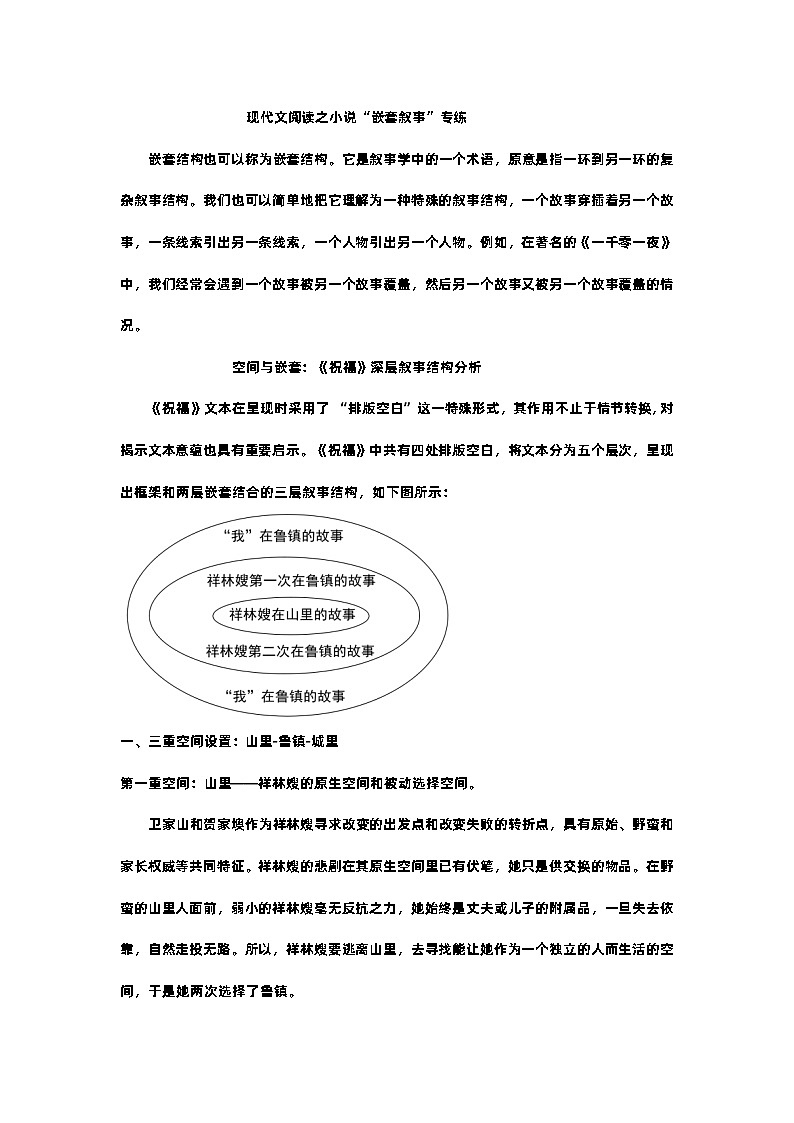 现代文阅读之小说“嵌套叙事”专练(含答案）第1页