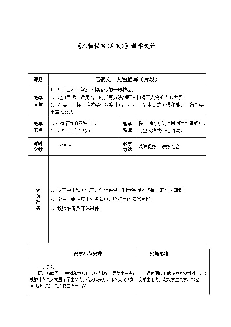 中职语文高级版3.16《人物描写-片段》教案第1页
