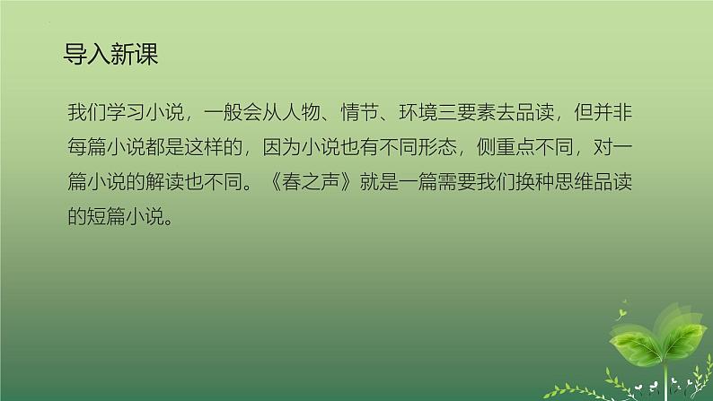【中职专用】高中语文  高教版·拓展模块  十二  《春之声》教学课件02