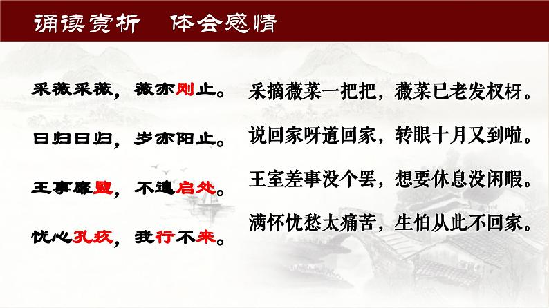 二十一   《诗经》二首（采薇）教学课件-【中职专用】高一语文同步教学精品课件（高教版·基础模块上册）06