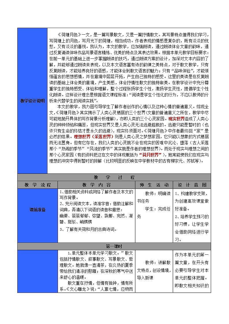 【中职专用】统编版中职语文 基础模块上册 2.2《荷塘月色》（教案）02